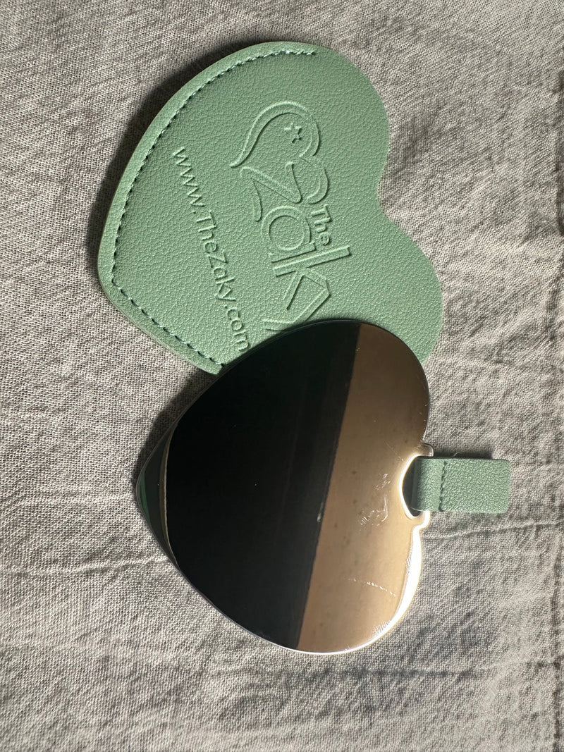 “I love who i see in this mirror” Hand-held, Unbreakable Heart Shaped Mirror
