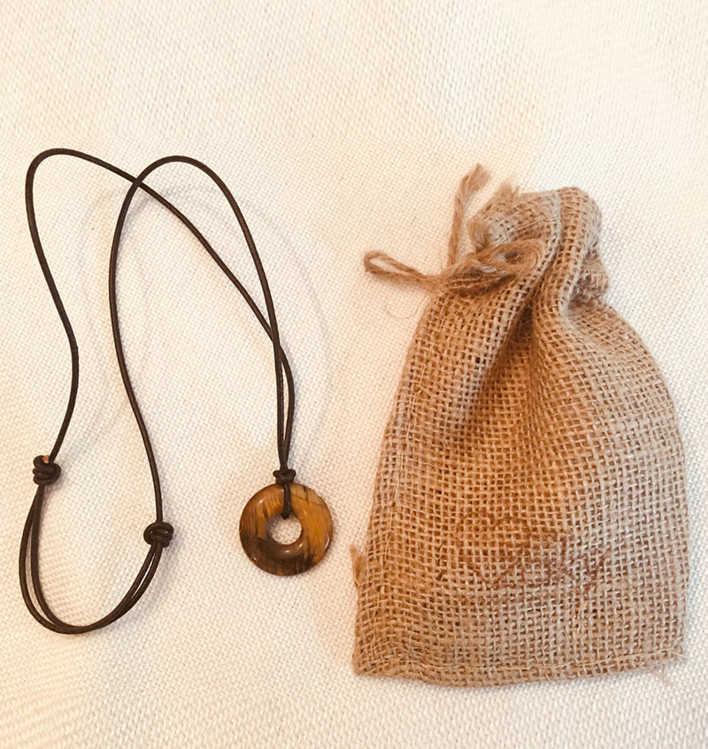 Eternity Circle Tiger's Eye
Adjustable Leather Necklace