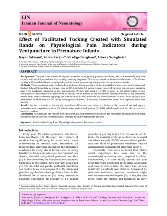 Cochrane Library Publication: Effect of Facilitated Tucking Created with Simulated Hands [The Zaky HUG] on Physiological Pain Indicators during Venipuncture in Premature Infants