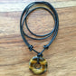 Eternity Circle Tiger's Eye  Adjustable Leather Necklace