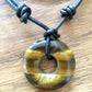 Eternity Circle Tiger's Eye  Adjustable Leather Necklace